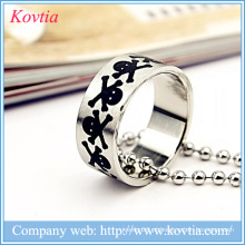 Punk O anel design anéis de dedo do crânio preto anel de metal sliver jóias